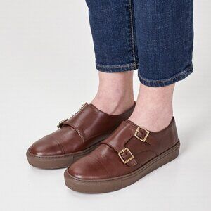 Ladies brown monk sneakers, ladies casual buckle shoes,  EU 39/8.5